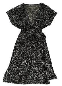 Nine West Dress NWT Womens L Black Geometric Faux Wrap Stretch Academia Artsy - Picture 1 of 10