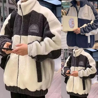 Men Lamb Fleece Coat Casual Outerwear Streetwear Office Casual Long Sleeve - Image 1 of 4