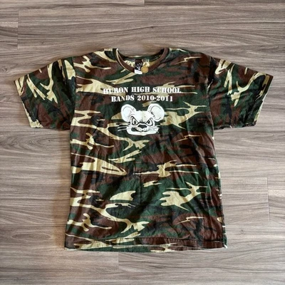 Y2K / Vtg Huron High School MI 2010 Band Boot Camp Staff Camo 'Code V' Large Tee - Image 1 of 4