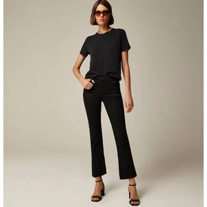 J Crew Women's Size 23P Mid Rise Cropped Kickout Jean Black 2003 Super Stretch - Picture 1 of 8