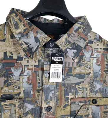 Camisa Walls Oilfield Camuflada SS Para Hombres 2XL Regular Marrón Beige Negro Gráfico Ropa de Trabajo Nueva con Etiquetas Foto 1 de 4