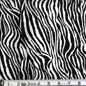 Tela con estampado de piel de animal mediana a rayas de cebra cuarto de grasa 18" x 22" blanco y negro - Imagen 1 de 2