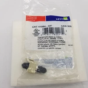 Leviton Ivory Quickport Snap-In Bulkhead ST Fiber Optic Coupler 41084-SIF qty 10 - Picture 1 of 2