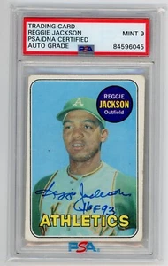 1969 Topps Signed Autographed Reggie Jackson Rookie Rc Card PSA 9 Auto MLB HOF - Picture 1 of 2