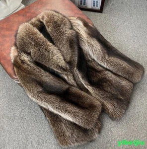 Men Furry Winter Mid-length Fur One-piece Mink Coats Thicken Velvet Jacket Parka - Picture 1 of 17