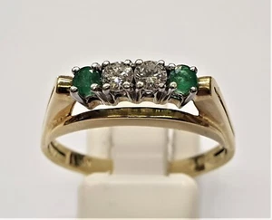 Vintage 14k Yellow Gold & Emerald Brilliant Women's Ring 9.5 US 4.77 Gr - Picture 1 of 5