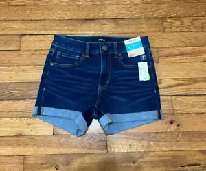 Aero Women's Denim Jean Shorts High Rise Midi Size 4 Flex Effects NWT $46.50 - Picture 1 of 6