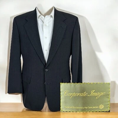 Chaqueta Blazer Tom James Para Hombre 40R Gris Sólido Foto 1 de 4