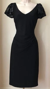 Lauren Ralph Lauren Sequin Sleeve Black Sheath Dress NWT Size 6 - Picture 1 of 5