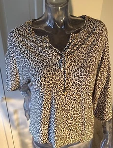 Chico’s Sz 1 Blouse Leopard Shirt Black Gold - Picture 1 of 6