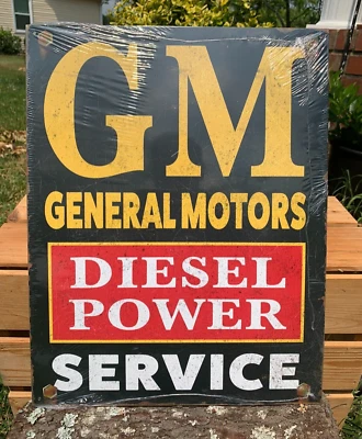 General Motors GM Diesel Power Authorized Service Tin Metal Classic Sign Garage - Image 1 of 3