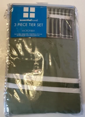 Essential Home набор из 3 ярусов из микрофибры - оливковый с белой полосой - Изображение 1 из 3