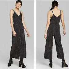 Wild Fable Womens Jumpsuit Black Speckled Surplice Top V Neck Sleeveless S