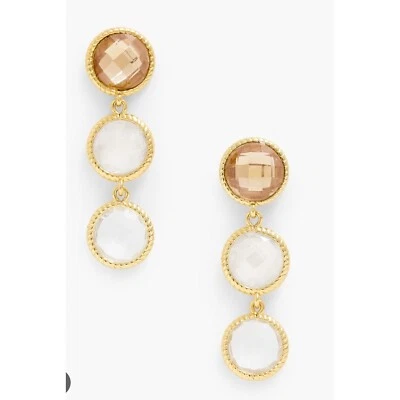 Brincos de gota de cristal com várias pedras em tom dourado Talbots - Imagem 1 de 4