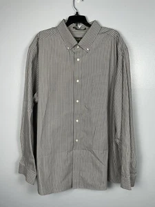 Eddie Bauer Shirt Long Sleeve Button Down Grey And White Pinstripe Size 3XL - Picture 1 of 7