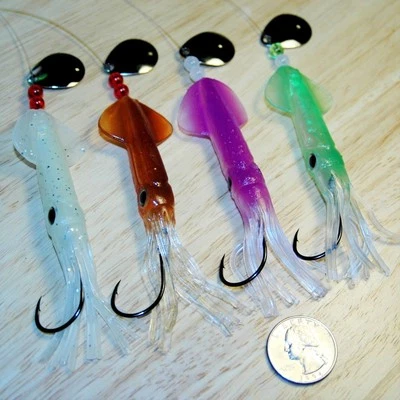 4 FLUKE PLAUNDER APAREJOS SEÑUELO HOLOGRÁFICO CALAMAR GAMAKATSU LUBINA BACALAO SALMÓN Foto 1 de 4