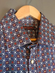 Camisa de Vestir ETRO Milano Patrón Geométrico Manga Larga Abotonada 46 Hecha en Italia - Imagen 1 de 11