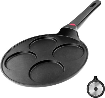 CAINFY 10.5" Nonstick Pancake Pan - 4 Mold Silver Dollar Griddle (Open Box)