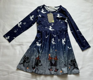 LaBeca Girls Dress Long Sleeve Halloween Witch Cat Starry Night Size XL Youth - Picture 1 of 6