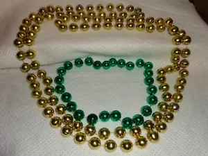 MARDI GRAS TWO STRANDS OF BEADS--1 GREEN 22"-- 1 GOLD 8'----WORN ONE DAY----L@@K - Picture 1 of 1