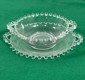 Imperial Beaded Glass Vintage Depression Candlewick Clear Bowl Plate Set Serving - Picture 1 of 16
