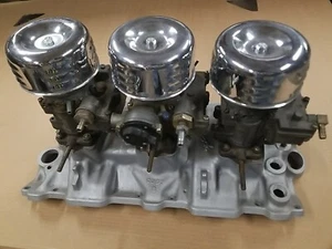 SBC Edelbrock C357 3X2 Tri Power Six Pack 3 Deuce 283 327 350 355 - Picture 1 of 22