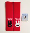 Gaspard and Lisa Red Padded Seatbelt Covers, 2 pieces, embroidered logo
