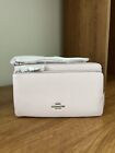 Nwt Coach Double Zip Wallet Phone Wristlet Pebble Leather Silver Ice Pink