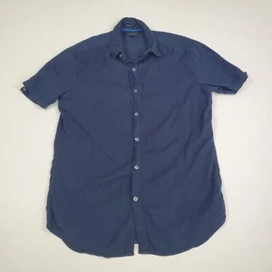 Mark Anthony Men's Small Slim Fit Navy Blue Button Up Untucked Muscle Shirt - Picture 1 of 11