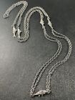 Vintage Trout Fish Necklace 48” Silver Tone Metal Chain