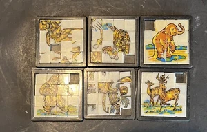 Vintage Plastic Toys Handheld Slide Puzzle Set Of 6 - Picture 1 of 8