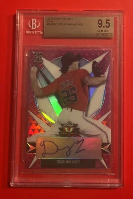 2021 LEAF VALIANT DOUG NIKHAZY /25 BGS 9.5 10 ROOKIE AUTO PINK PRIZM 1ST RC - Image 1 of 2