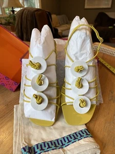Tory Burch Artisanal Knotted Tripon Cristal Sandals Yuzu 10 NIB - Picture 1 of 14
