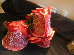 Cardboard Red Christmas Bells     70 years old.   Hanged on a door or a wall - Picture 1 of 7