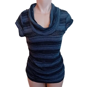 Y2K Women's IZ Byer Cowl Neck Top Lace Back Blouse Striped Business Casual XL - Picture 1 of 16