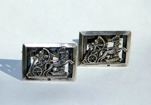 GEMELOS DE PLATA EGIPCIO DÉCADA DE 1950 - Imagen 1 de 2