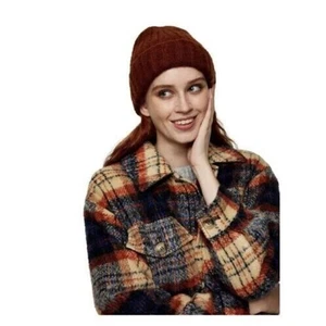 Topshop Women's Scandi Ribbed Beanie One Size Brown - Picture 1 of 2