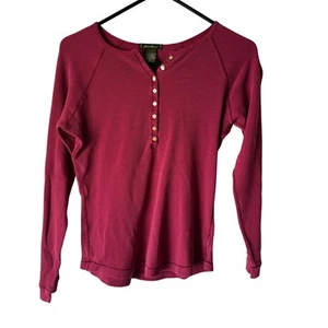 Eddie Bauer Waffle Knit Henley Top Berry Pink Long Sleeve Y2K Size M - Picture 1 of 8
