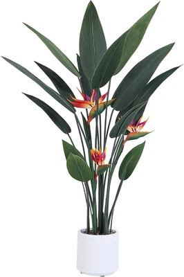 Artificial Bird of Paradise Plant 4 Ft Tall Fake Banana Leaf Plant for Indoors a Foto 1 de 4