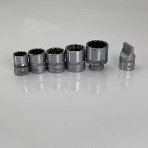 “6” Bonney Sockets 3/8" Drive T Series 5- 12 Point sockets & 1 drag link socket - Picture 1 of 16