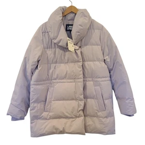 NWT LANDS' END XL 18 Purple Quilted Stretch Down Coat 600 fill power Hyper Dry - Picture 1 of 8