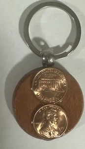 My 2 Cents Wood Key Chain 1970-s Cents Round - Picture 1 of 2