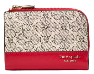 ❤️Kate Spade Flower kleine kompakte Geldbörse KJ646 Cherry Rogue beschichtetes Canvas Neu mit Etikett - Bild 1 von 5