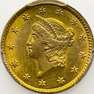 1853 Gold Dollar 1 $ Gold Liberty Münze TYP 1 | PCGS MS 62 | GOLD SHIELD MS62 - Bild 1 von 13