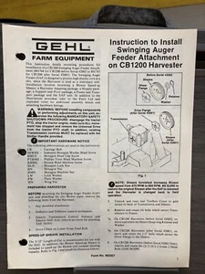 Unsealed Gehl Swinging Auger Feeder Attachment CB1200 Harvester Manual @B4 - Picture 1 of 2