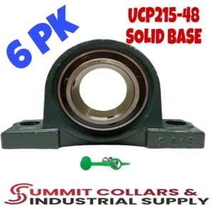 UCP215-48 Solid Base Pillow Block Bearing 3" Bore Self Aligning 2 Bolt (6pk) - Picture 1 of 3