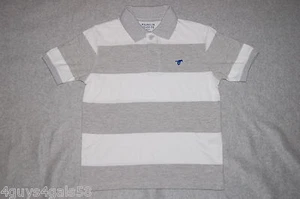 Boys Polo Shirt HEATHER GRAY White BOLD STRIPE Size S 6-7 M 8 L 10-12 XXL 18 - Picture 1 of 1
