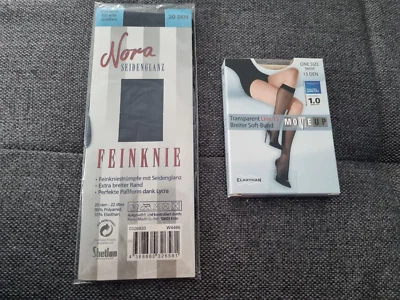 Feinkniestrümpfe Kniestr. 2 Paar schwarz ohne size 1 x 15 den und 1 x 20 den OVP - Bild 1 von 3