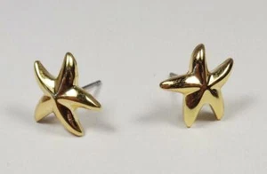 BEACH FASHION NAUTICAL STARFISH GOLD TONE RHODIUM SEA LIFE ANIMAL POST EARRINGS - Picture 1 of 3