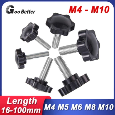 M4 M5 M6 M8 M10 Plastic Rosette Pentagram Star Thumb Screws Hand Grip Knob Bolts - Image 1 of 4